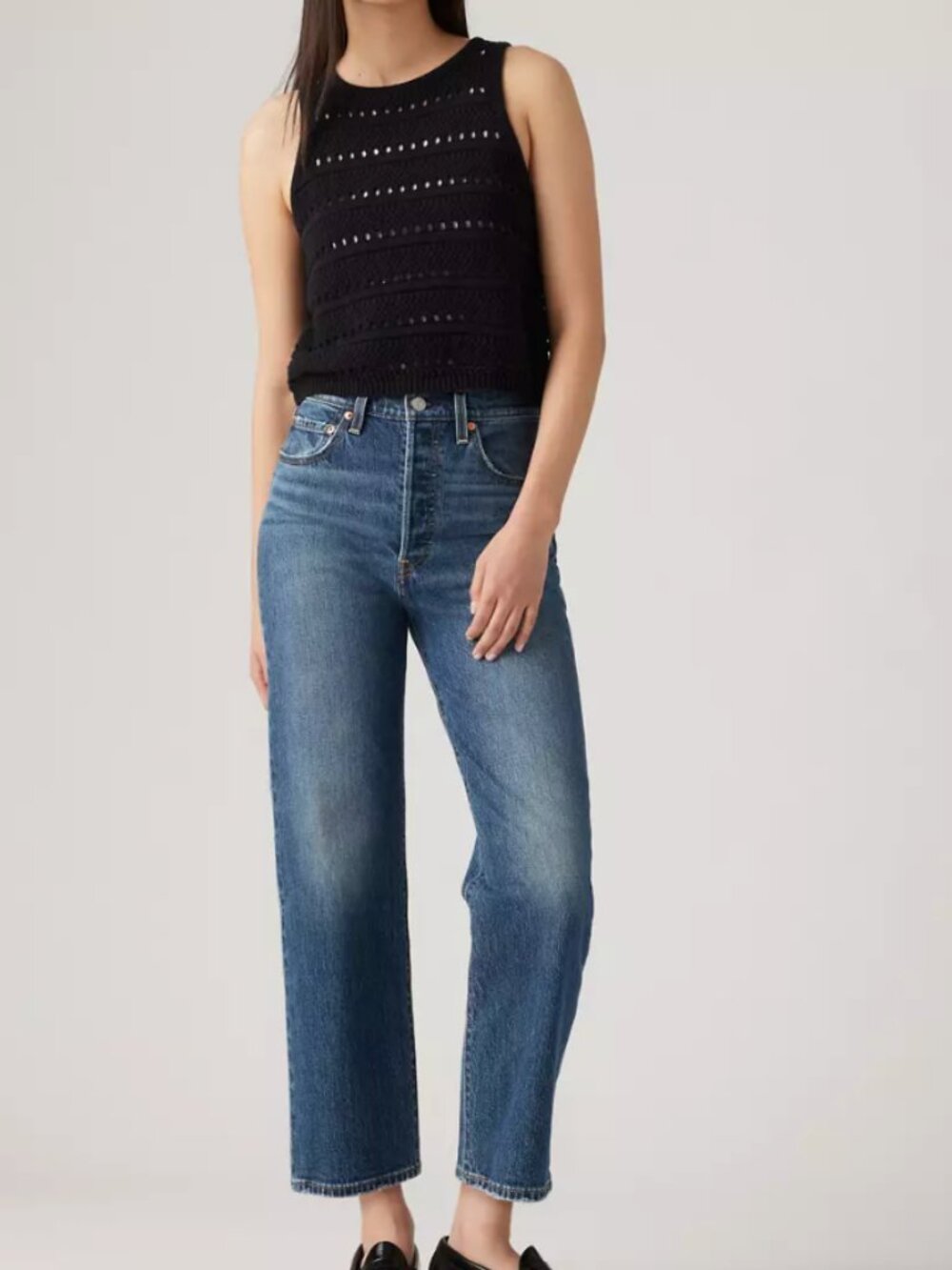 NWT Ribcage Straight Ankle Women's Jeans in Dark Wash